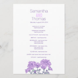 Paarse chrysanthemum-rackkaart programmakaart