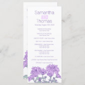 Paarse chrysanthemum-rackkaart programmakaart (Voorkant / Achterkant)