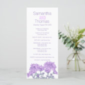 Paarse chrysanthemum-rackkaart programmakaart (Staand voorkant)