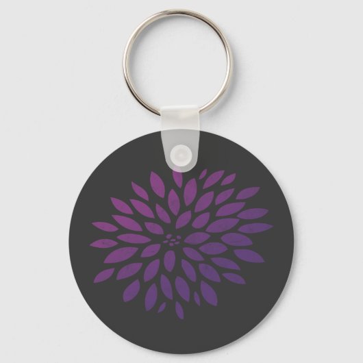 Paarse Chrysanthemum Sleutelhanger (Voorkant)