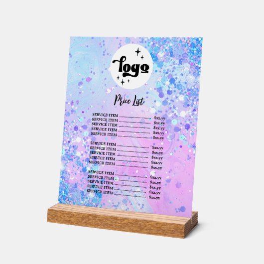 paarse chunky glitter design prijslijst acryl bord (Hoek)