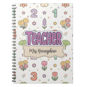 Paarse Cijfers Leraar School Patroon Notitieboek