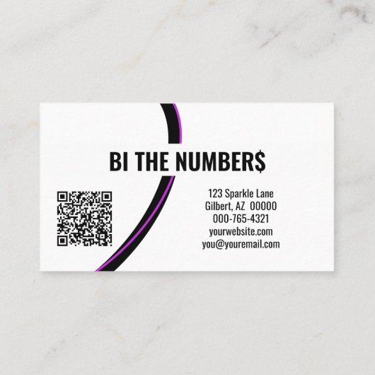 Paarse cijfers op zwarte aangepaste foto QR-code Visitekaartje (Achterkant)