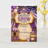Paarse Circus Feest Kaart (Gele Bloem)