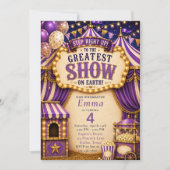 Paarse Circus Feest Kaart (Voorkant)