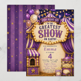 Paarse Circus Feest Kaart