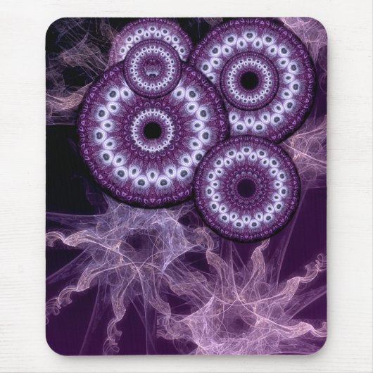 Paarse cirkel fractale fantasie muismat (Voorkant)
