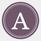 Paarse Cirkel Frame Monogram Ronde Sticker (Voorkant)