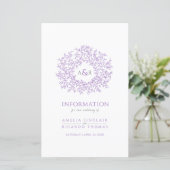 Paarse cirkel met informatie over de bruiloft (Staand voorkant)