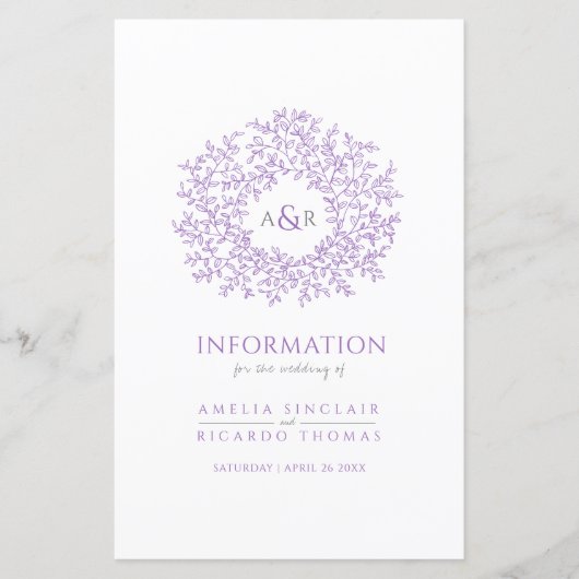 Paarse cirkel met informatie over de bruiloft (Voorkant)