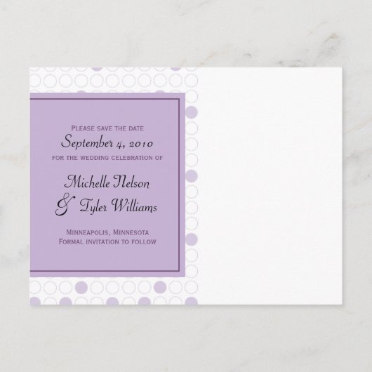 Paarse cirkel Save the Date Kaart (Achterkant)