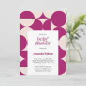 Paarse cirkel scallop midden eeuw Baby shower Kaart (Staand voorkant)