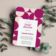 Paarse cirkel scallop midden eeuw Baby shower