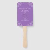 Paarse cirkel van bladeren monogram bruiloft progr handwaaier (Achterkant)