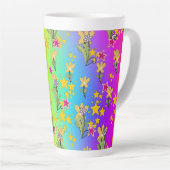 Paarse Cirkel Van Bloemstukken Latte Mok (Rechterhoek)