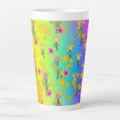 Paarse Cirkel Van Bloemstukken Latte Mok (Voorkant)