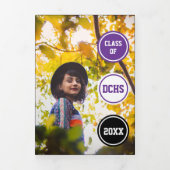 Paarse cirkels 5-Foto Afstuderen Drieluik Uitnodiging (Cover)