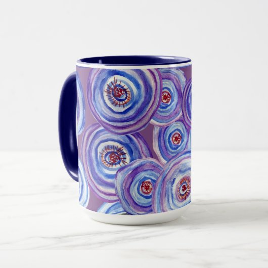 Paarse cirkels combo Mok (Voorkant links)