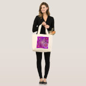 paarse cirkels en vierkanten grote tote bag (Voorkant (model))