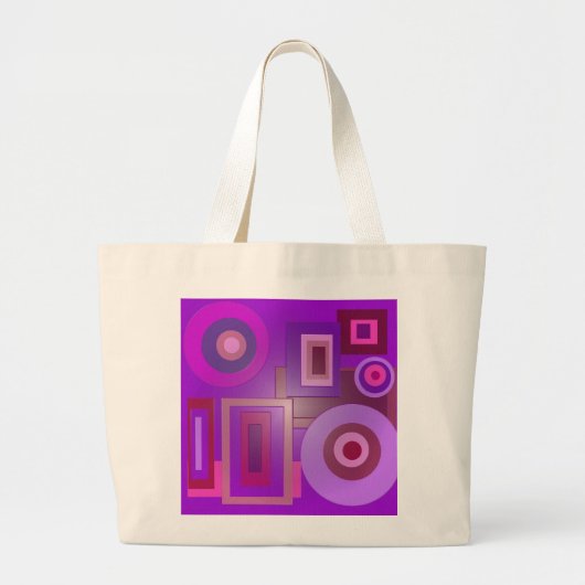 paarse cirkels en vierkanten grote tote bag (Voorkant)