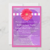 Paarse cirkels met roze Daisy-Baby shower uitnodig Kaart (Voorkant)