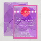 Paarse cirkels met roze Daisy-Baby shower uitnodig Kaart (Voorkant / Achterkant)