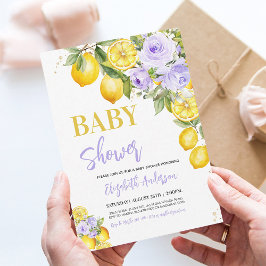 Paarse Citrus Bloem Meisje Baby Shower Uitnodiging