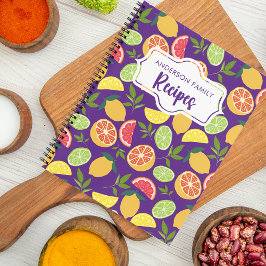Paarse Citrus citroen Sinaasappel Patroon Familie  Notitieboek