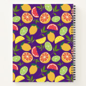 Paarse Citrus citroen Sinaasappel Patroon Familie  Notitieboek (Achterkant)