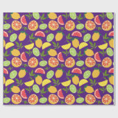 Paarse citrusvrucht citroen Sinaasappel tangerine  Cadeaupapier (Vlak)