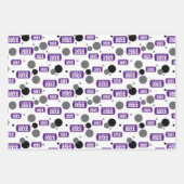 Paarse "Class of" Dog Label en Stippen patroon Inpakpapier Vel (Voorkant)