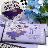 Paarse Classic Car, Teddy Bear Snoep Bar Wrapper Flyer