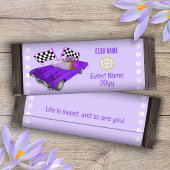 Paarse Classic Car, Teddy Bear Snoep Bar Wrapper Flyer