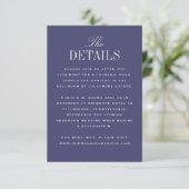 Paarse Classic Elegance Wedding Details Informatiekaartje (Staand voorkant)