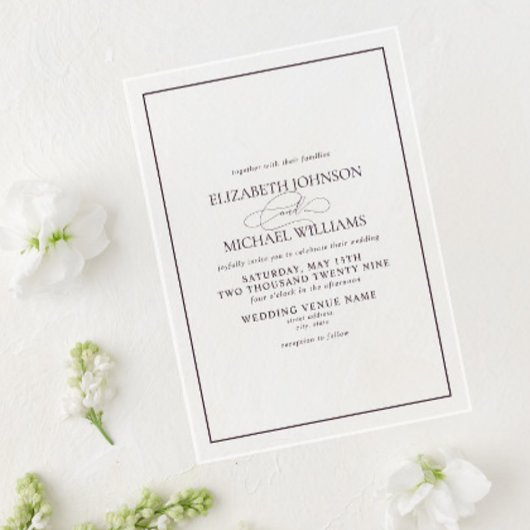 Paarse Classic Script Wedding Acryl Uitnodigingen