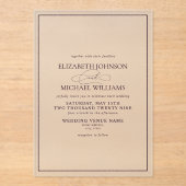 Paarse Classic Script Wedding Acryl Uitnodigingen (Voorkant)