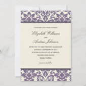 PAARSE CLASSY DAMASK | AFBEELDINGSINVITATIE KAART (Voorkant)