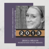Paarse Classy Keys Afstuderen Uitnodiging (Voorkant / Achterkant)