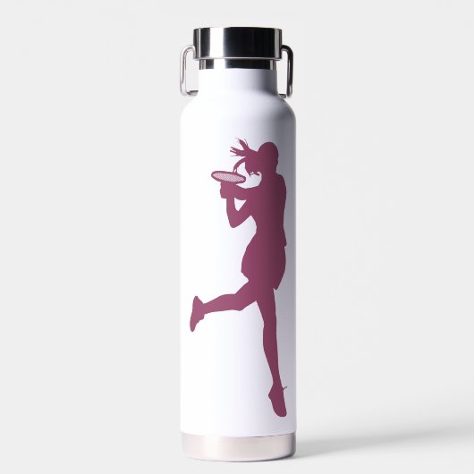 Paarse Classy Vrouw Tennisser Gepersonaliseerd Waterfles (Voorkant)