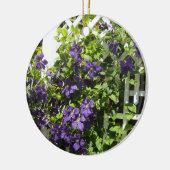 Paarse Clematis aan een Tralie Keramisch Ornament (Links)