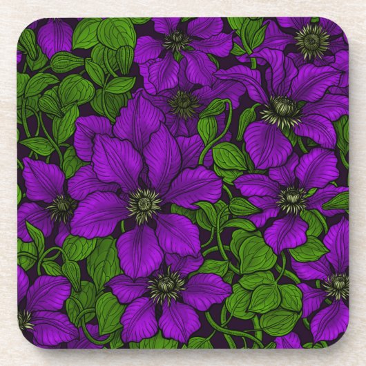Paarse Clematis Bier Onderzetter (Voorkant)