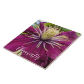 Paarse Clematis Bloem Bloesem Tegeltje (Zijkant)