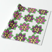 Paarse Clematis Bloem Cadeaupapier (Uitgerold)