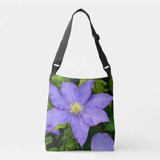 Paarse Clematis Bloem Crossbody Tas (Voorkant)