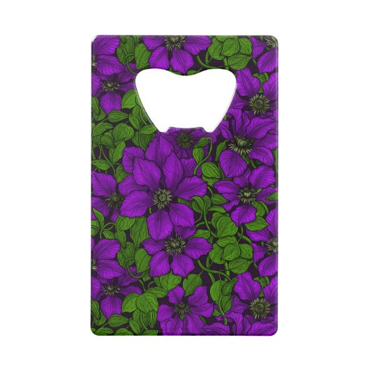 Paarse Clematis Creditkaart Flessenopener (Voorkant)