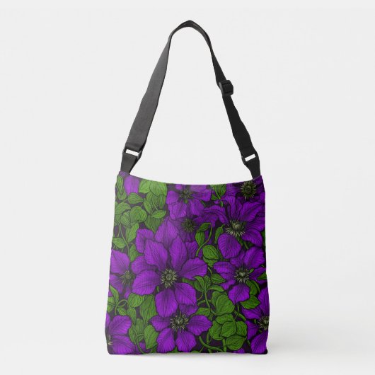 Paarse Clematis Crossbody Tas (Voorkant)