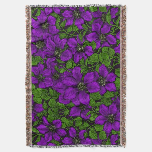 Paarse Clematis Deken (Voorkant Verticaal)