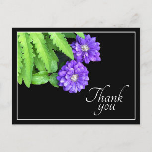 Paarse Clematis En Groen Loof Bedankt Briefkaart