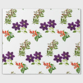 Paarse Clematis en Wildflower Floral Cadeaupapier (Vlak)