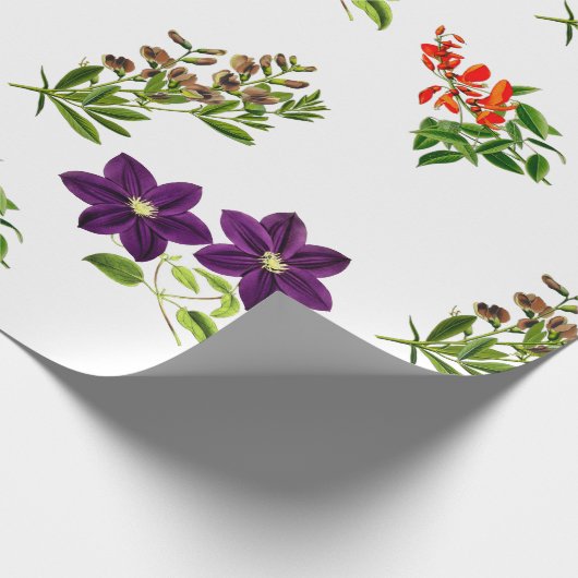 Paarse Clematis en Wildflower Floral Cadeaupapier (Hoek)